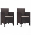 vidaXL Garden Chair 2 pcs Brown 53 x 49 x 85 cm Polypropylene