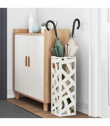 vidaXL Rain Umbrella Stand White 15.5 x 15.5 x 49 cm Steel