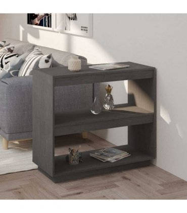 vidaXL Book Cabinet Grey 80x35x71 cm Solid Pinewood