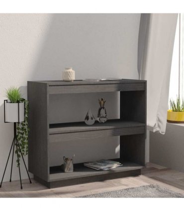 vidaXL Book Cabinet Grey 80x35x71 cm Solid Pinewood