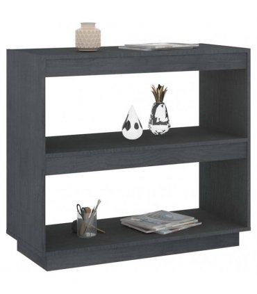 vidaXL Book Cabinet Grey 80x35x71 cm Solid Pinewood