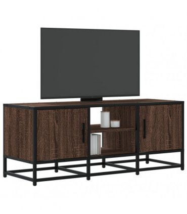 vidaXL TV Cabinet Brown Oak 100x35x41 cm Engineered Wood and Metal