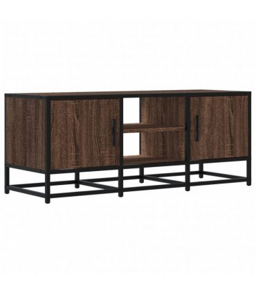 vidaXL TV Cabinet Brown Oak 100x35x41 cm Engineered Wood and Metal