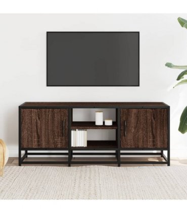 vidaXL TV Cabinet Brown Oak 100x35x41 cm Engineered Wood and Metal