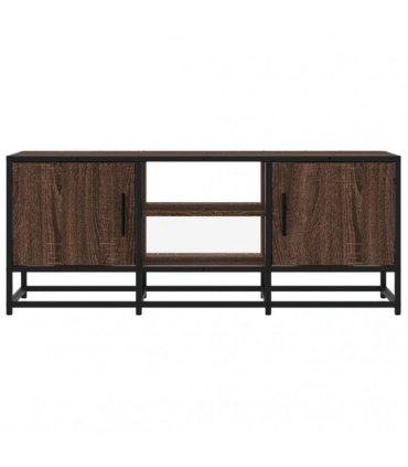 vidaXL TV Cabinet Brown Oak 100x35x41 cm Engineered Wood and Metal