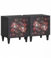 vidaXL Bedside Cabinet with Door 2 pcs Black 40 x 33 x 46 cm