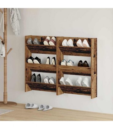 vidaXL Shoe Cabinet 2 pcs Old Wood 60 x 18 x 90 cm Engineered Wood