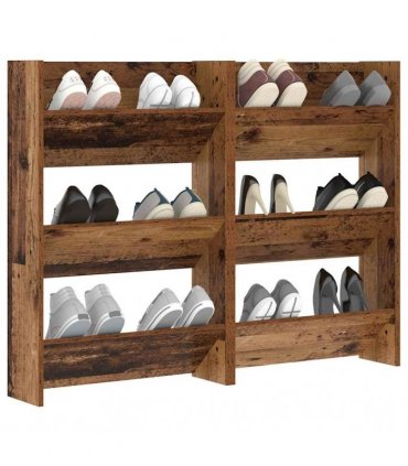 vidaXL Shoe Cabinet 2 pcs Old Wood 60 x 18 x 90 cm Engineered Wood