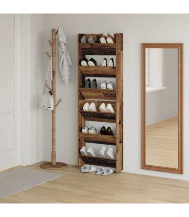 vidaXL Shoe Cabinet 2 pcs Old Wood 60 x 18 x 90 cm Engineered Wood