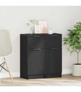 vidaXL Sideboard 2 pcs Black Oak 30 x 30 x 70 cm Engineered Wood