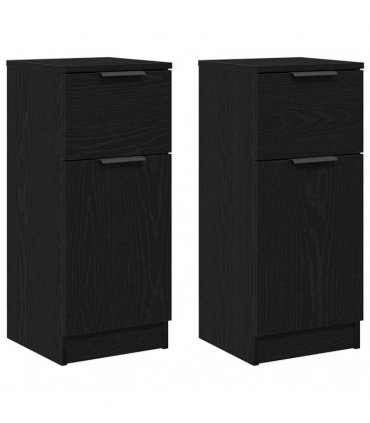 vidaXL Sideboard 2 pcs Black Oak 30 x 30 x 70 cm Engineered Wood