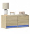 vidaXL TV Wall Cabinet with LED Lights Sonoma Oak 80x31x35 cm