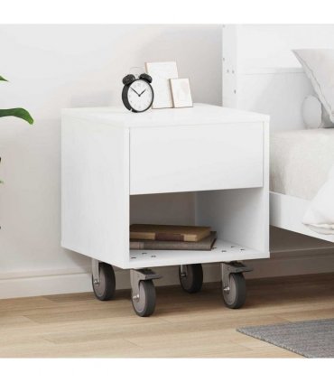 vidaXL Bedside Table White 40.5 x 40 x 48 cm Engineered Wood