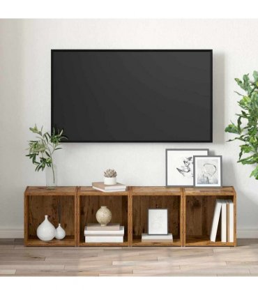 vidaXL TV Cabinet Set 4 pcs Old Wood 37 x 35 x 37.5 cm Engineered Wood
