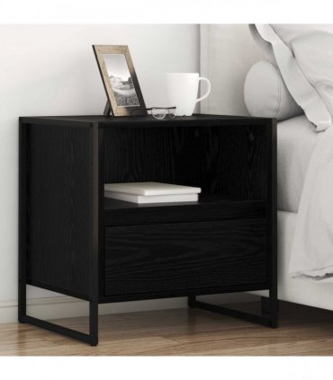 vidaXL Bedside Table Black Oak 50 x 39.5 x 50 cm Engineered Wood