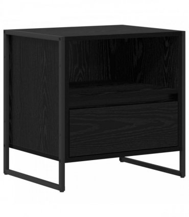 vidaXL Bedside Table Black Oak 50 x 39.5 x 50 cm Engineered Wood