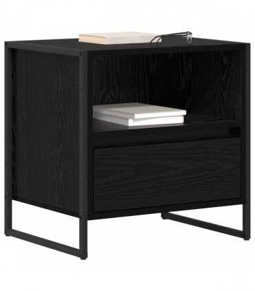 vidaXL Bedside Table Black Oak 50 x 39.5 x 50 cm Engineered Wood