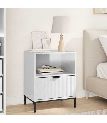 vidaXL Bedside Cabinet with Drawer High gloss white 49 x 36 x 61 cm