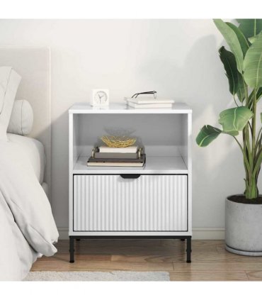 vidaXL Bedside Cabinet with Drawer High gloss white 49 x 36 x 61 cm