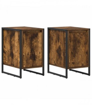 vidaXL Bedside Table 2 pcs Smoke Oak 39.5 x 30 x 50 cm Engineered Wood