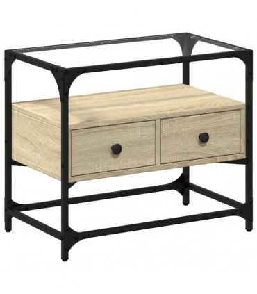 vidaXL TV Cabinet with Glass Top Sonoma Oak 60x35x51 cm Engineered Wood