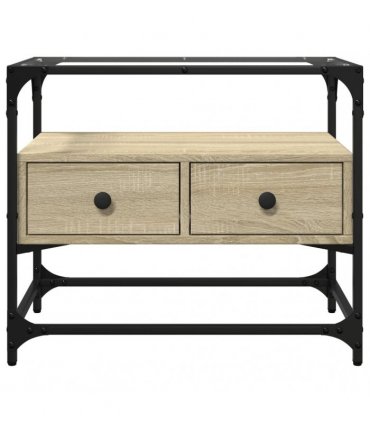 vidaXL TV Cabinet with Glass Top Sonoma Oak 60x35x51 cm Engineered Wood
