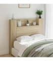 vidaXL Headboard Cabinet with LED Sonoma 120 x 16.5 x 103.5 cm