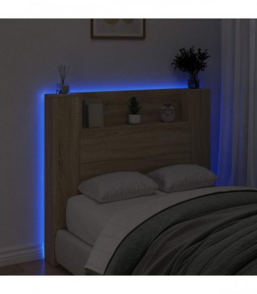 vidaXL Headboard Cabinet with LED Sonoma 120 x 16.5 x 103.5 cm