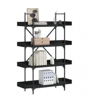 vidaXL Bookcase 4-Tier Black 100x33x145.5 cm Engineered Wood