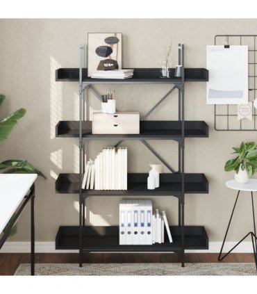 vidaXL Bookcase 4-Tier Black 100x33x145.5 cm Engineered Wood
