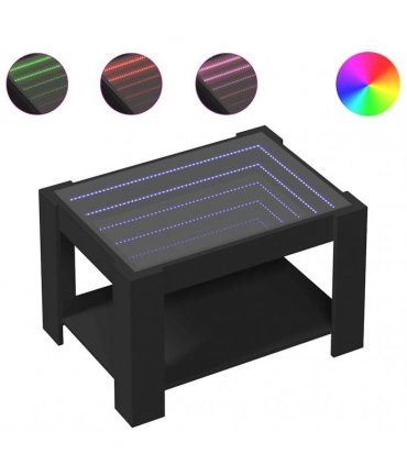 vidaXL Coffee Table with LED Black 73x53x45 cm Engineered Wood