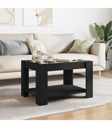 vidaXL Coffee Table with LED Black 73x53x45 cm Engineered Wood