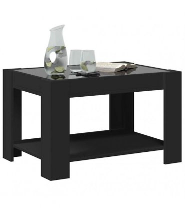 vidaXL Coffee Table with LED Black 73x53x45 cm Engineered Wood