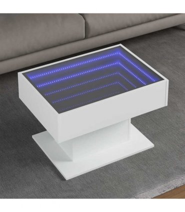vidaXL Coffee Table with LED White 70x50x45 cm Engineered Wood