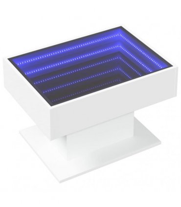 vidaXL Coffee Table with LED White 70x50x45 cm Engineered Wood