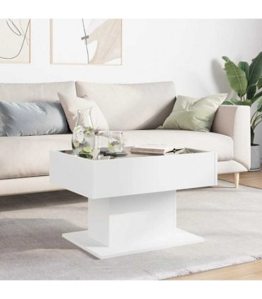 vidaXL Coffee Table with LED White 70x50x45 cm Engineered Wood