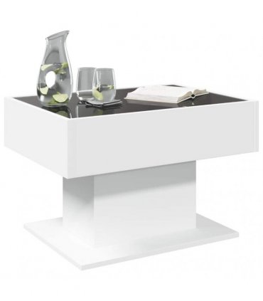 vidaXL Coffee Table with LED White 70x50x45 cm Engineered Wood