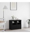 vidaXL LED Sideboard 2 pcs Black Oak 41 x 37 x 67 cm Engineered Wood