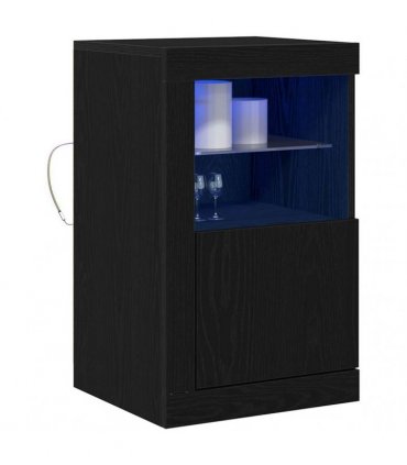 vidaXL LED Sideboard 2 pcs Black Oak 41 x 37 x 67 cm Engineered Wood