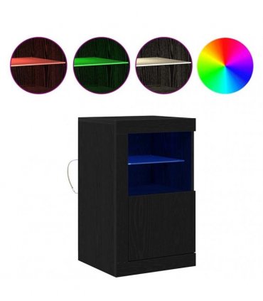 vidaXL LED Sideboard 2 pcs Black Oak 41 x 37 x 67 cm Engineered Wood