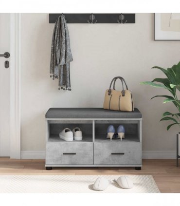 vidaXL Hall Bench with Cushion Concrete Grey 80 x 38 x 46 cm