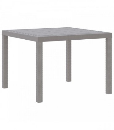vidaXL Garden Table Light Grey 100 x 100 x 73 cm Poly Rattan