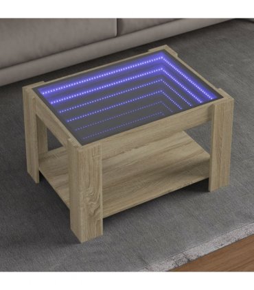 vidaXL Coffee Table with LED Sonoma Oak 73x53x45 cm Engineered Wood
