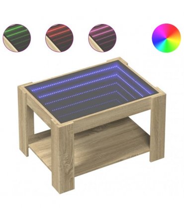 vidaXL Coffee Table with LED Sonoma Oak 73x53x45 cm Engineered Wood