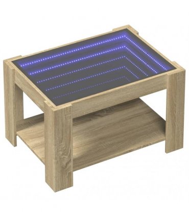 vidaXL Coffee Table with LED Sonoma Oak 73x53x45 cm Engineered Wood