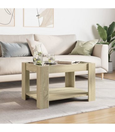 vidaXL Coffee Table with LED Sonoma Oak 73x53x45 cm Engineered Wood