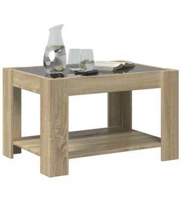 vidaXL Coffee Table with LED Sonoma Oak 73x53x45 cm Engineered Wood