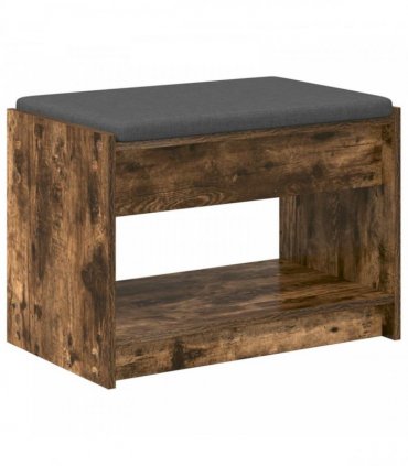 vidaXL Hall Bench with Cushion with Shelf Smoked Oak 63 x 38 x 45 cm