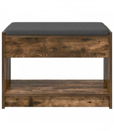 vidaXL Hall Bench with Cushion with Shelf Smoked Oak 63 x 38 x 45 cm