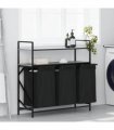 vidaXL Laundry Basket 3 Compartments with Shelves Grey Sonoma